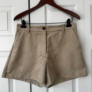 H&M Faux Suede Shorts Beige High Waisted Size 6